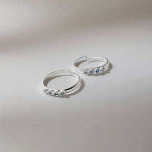 Pure Silver Blue Stone Bohemian Indian Bichiya Slim Toe Ring — Boho Jewellery UK | The Colourful Aura