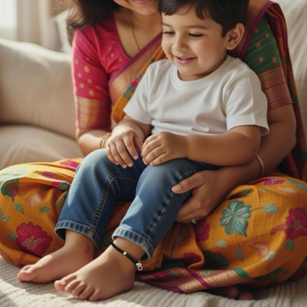 Classic Black Beaded Kids Nazaria Bracelet/Anklet