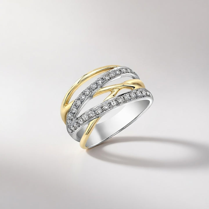 Cross Wide Silver Gold Stone Band Ring — Boho Jewellery UK | The Colourful Aura