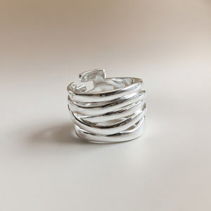 Wide Silver Thumb Punk Vintage Multilayer Twisted Statement Weaving Ring — Boho Jewellery UK | The Colourful Aura