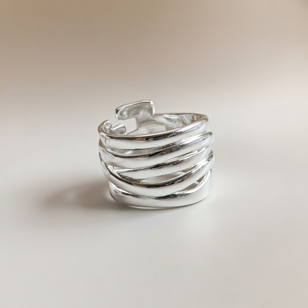 Wide Silver Thumb Punk Vintage Multilayer Twisted Statement Weaving Ring — Boho Jewellery UK | The Colourful Aura