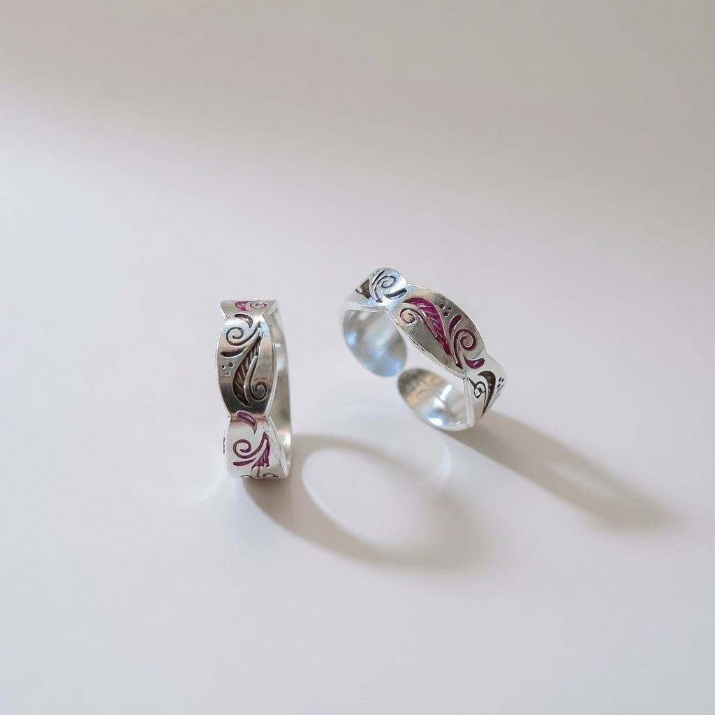 Adjustable Pure Silver Colourful Band Bohemian Midi Band Dainty Toe Ring – The Colourful Aura