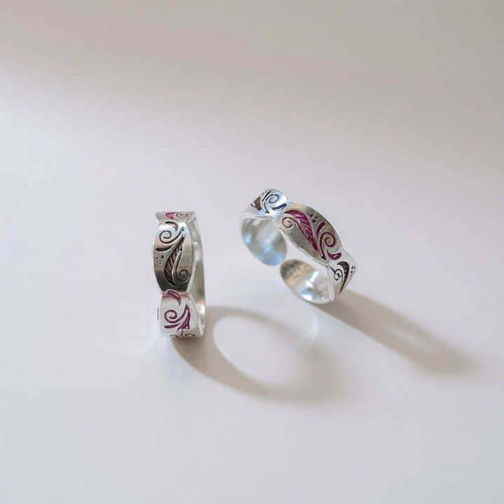 Adjustable Pure Silver Colourful Band Bohemian Midi Band Dainty Toe Ring