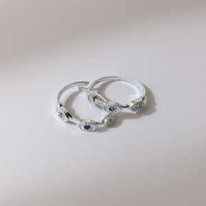 Blue Evil Eye Pure Silver Bohemian Indian Bichiya Slim Toe Ring — Boho Jewellery UK | The Colourful Aura