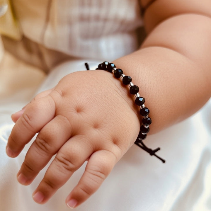 Adjustable Silver Black Beads Nazaria Bracelet For Kids and New Borns