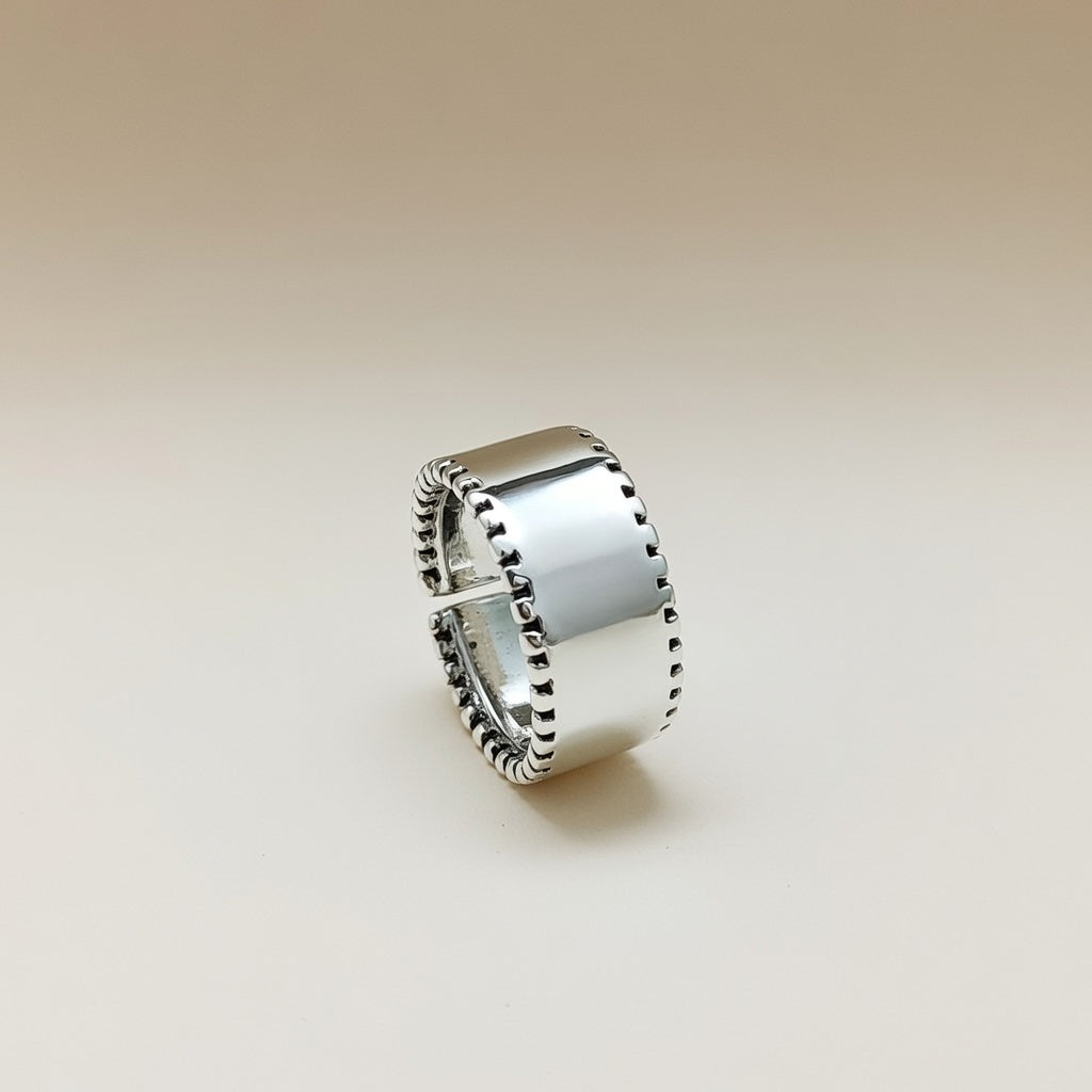 Adjustable Wide Thick Silver Band Cuff Thumb Statement Ring – The Colourful Aura