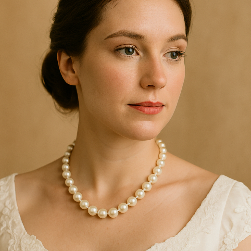 Large Ivory Lightweight White Round Pearl Bridesmaid Statement Choker Necklace