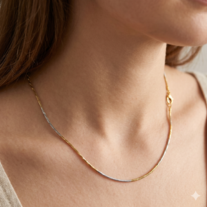 Dual-Tone Snake Chain 18ct Gold Plated Necklace – The Colourful Aura
