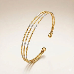 Dual-Tone Triple Strand Brass Cuff Bracelet – The Colourful Aura