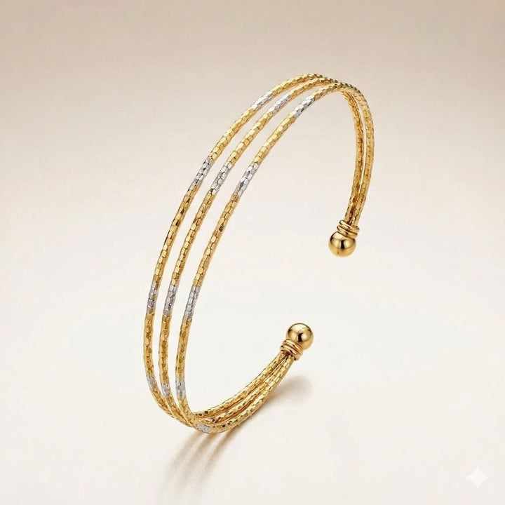 Dual-Tone Triple Strand Brass Cuff Bracelet – The Colourful Aura