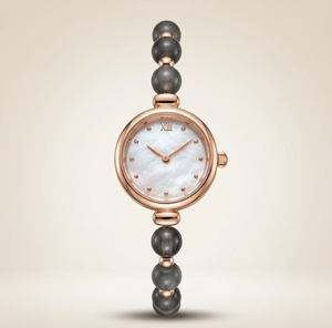 Elegant Rose Gold Beaded Dial Bracelet Watch – The Colourful Aura