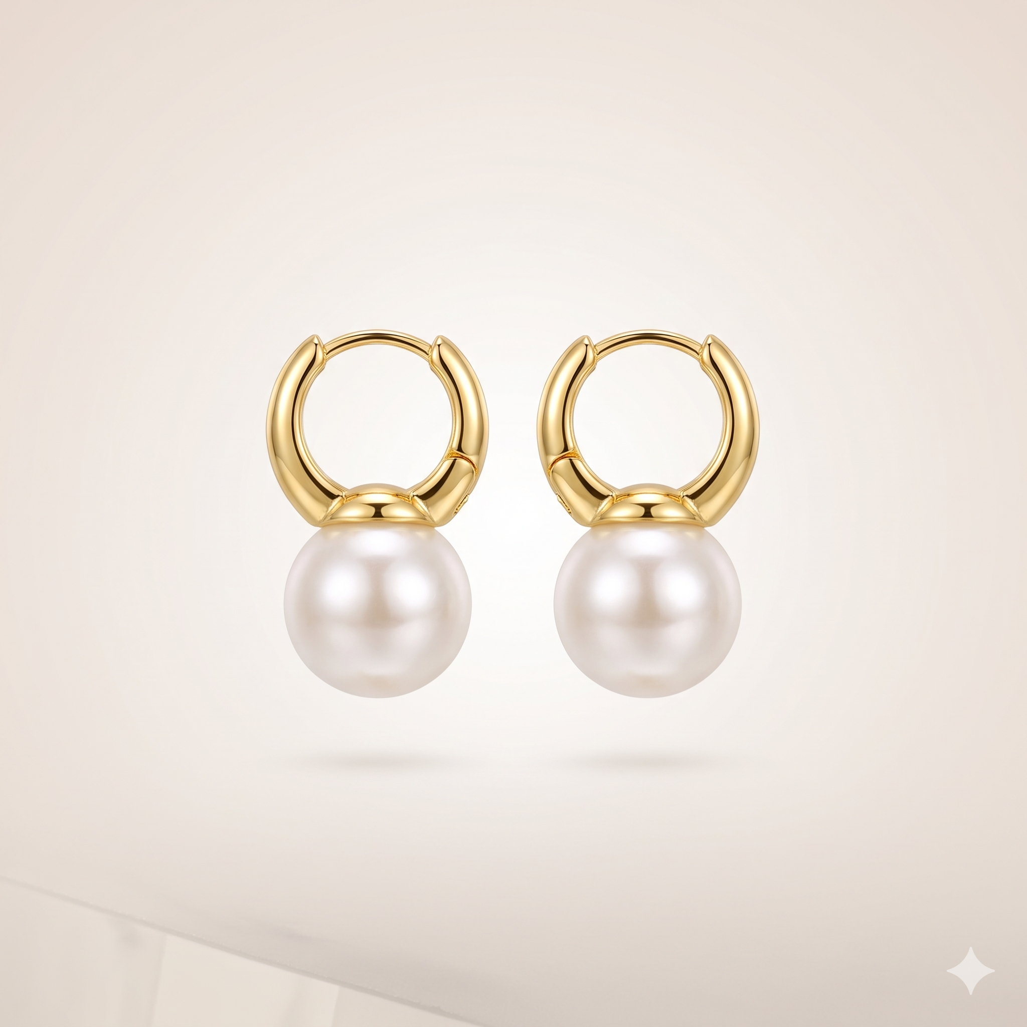 Gold Hoop Pearl Drop Earrings