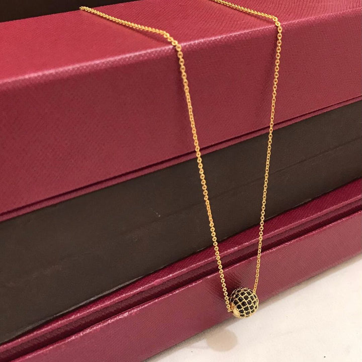 Black White Ball Simple Handmade Gold Ball Dokiya Pendant Necklace