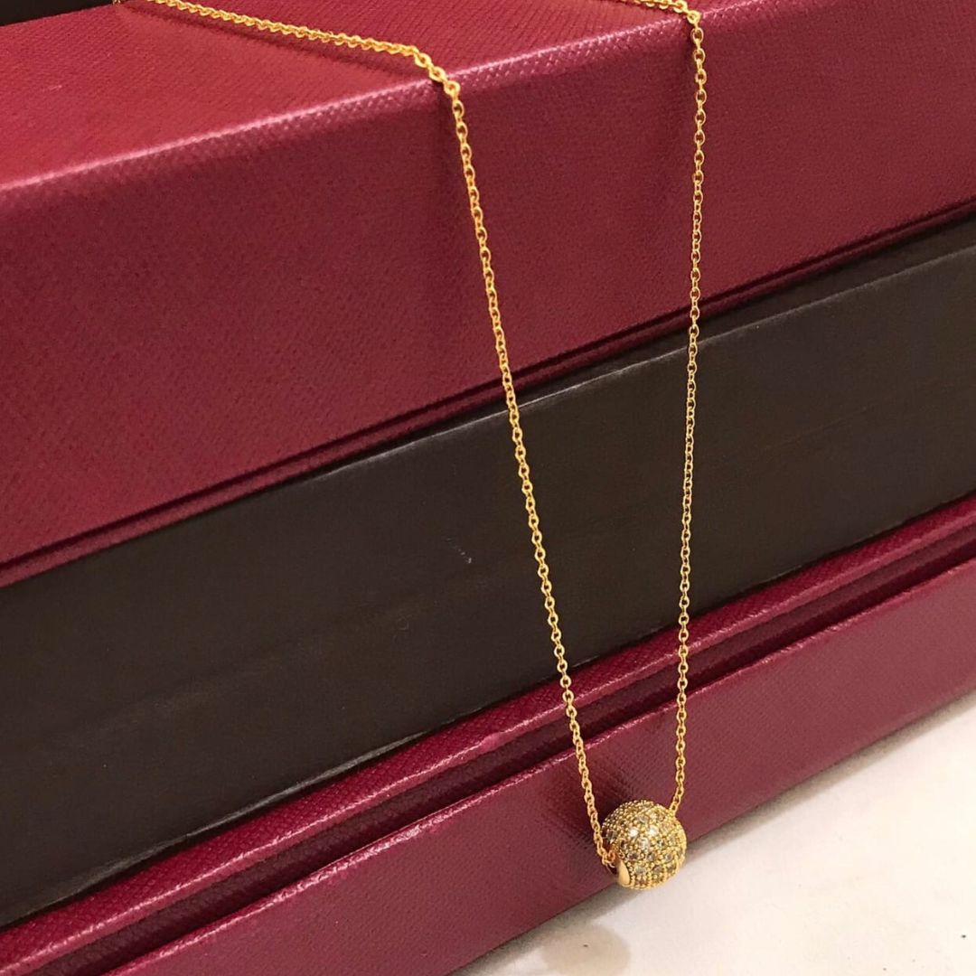 Black White Ball Simple Handmade Gold Ball Dokiya Pendant Necklace