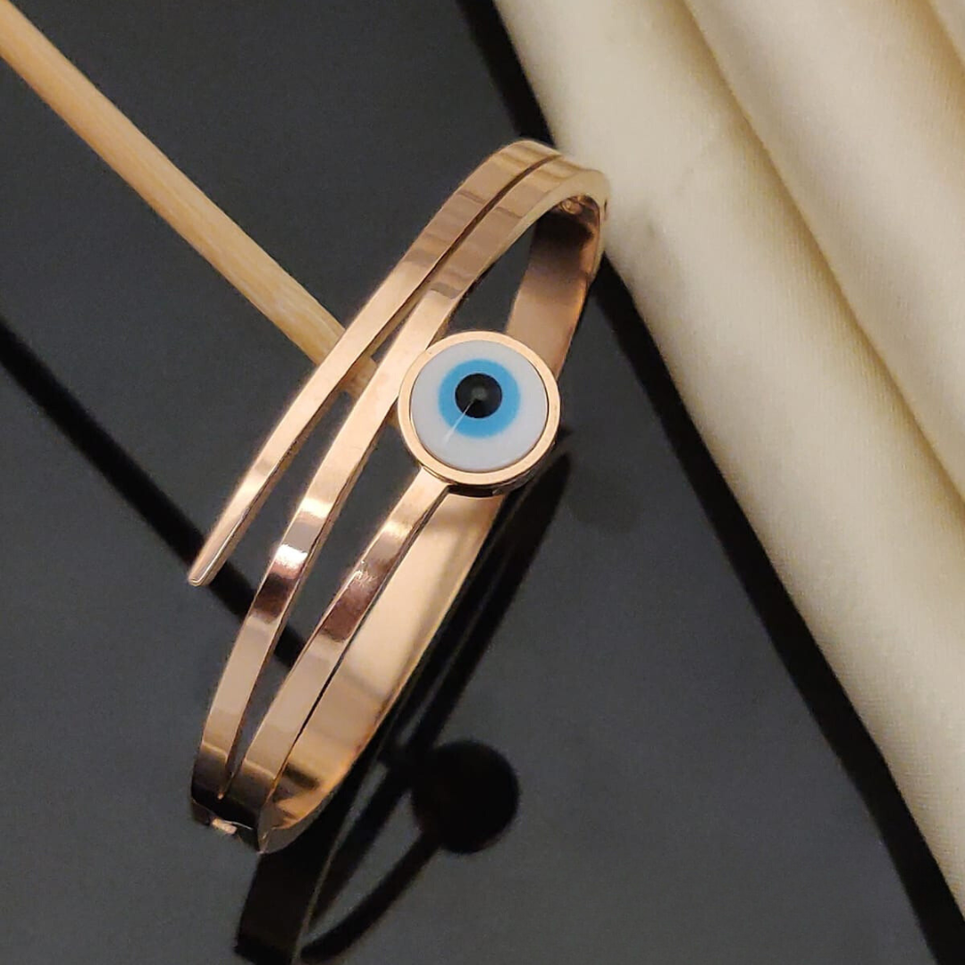 Round Evil Eye 18ct Rose Gold Multilayer Turkish Antique Armlet Bangle Bracelet