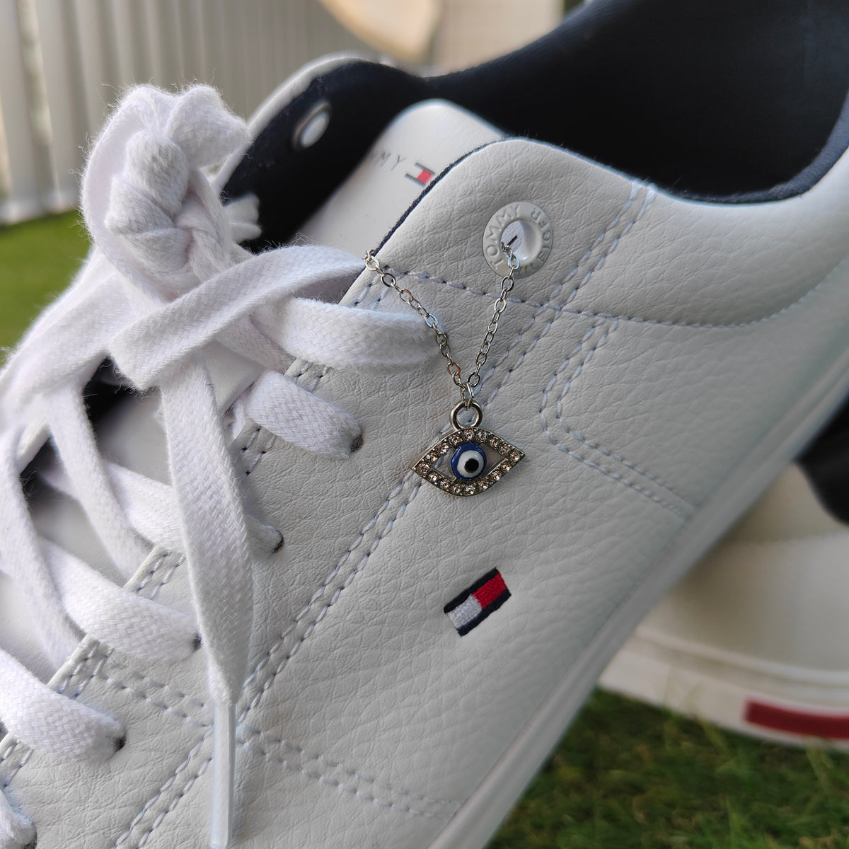 Silver Evil Eye Zircon Dangle Shoe Lace Charm Sneaker Accessories Skate Charm — Boho Jewellery UK | The Colourful Aura