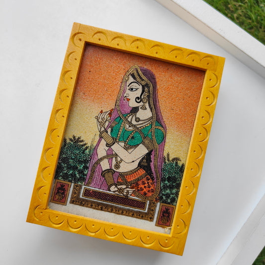 Queen Portrait Vintage Wood Carving Handmade Wooden Indian Trinket Jewellery Box
