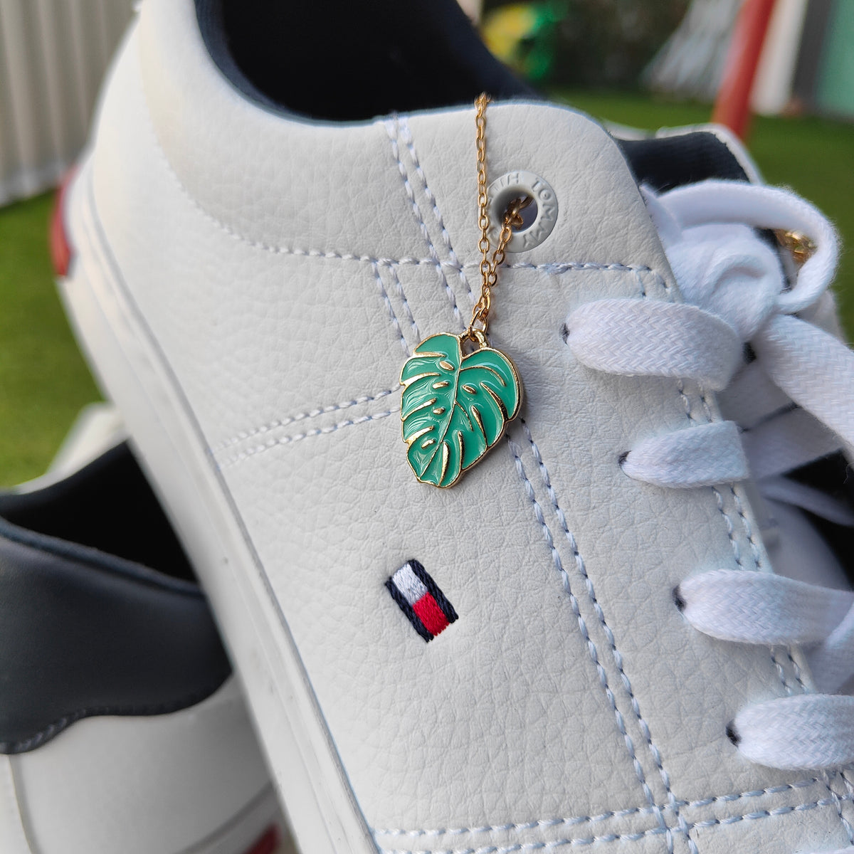 Green Leaf Summer Dangle Shoe Lace Sneaker Accessories Skate Charm — Boho Jewellery UK | The Colourful Aura