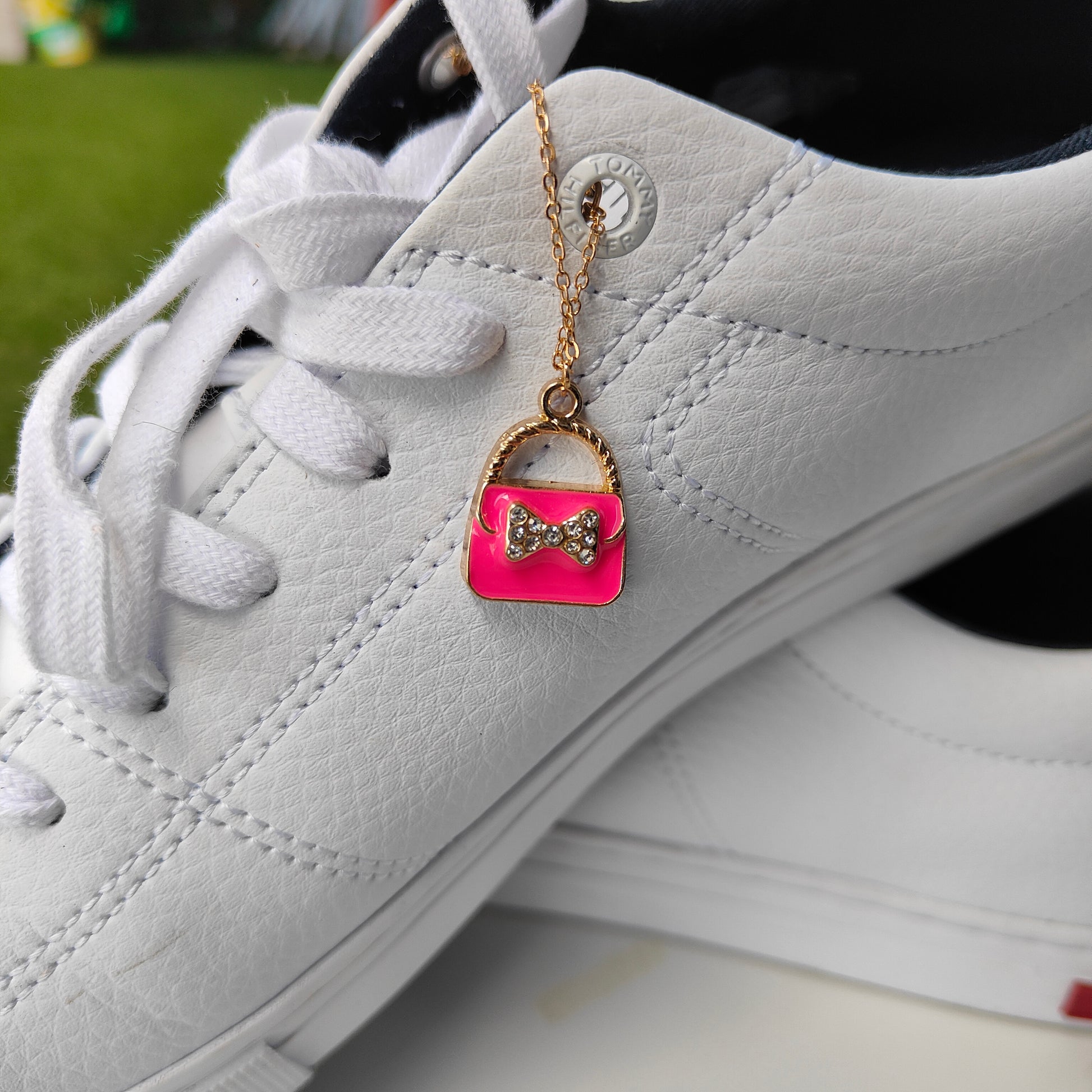 Ladies Purse Charm Chic Dangle Shoe Lace Sneaker Accessories Skate Charm