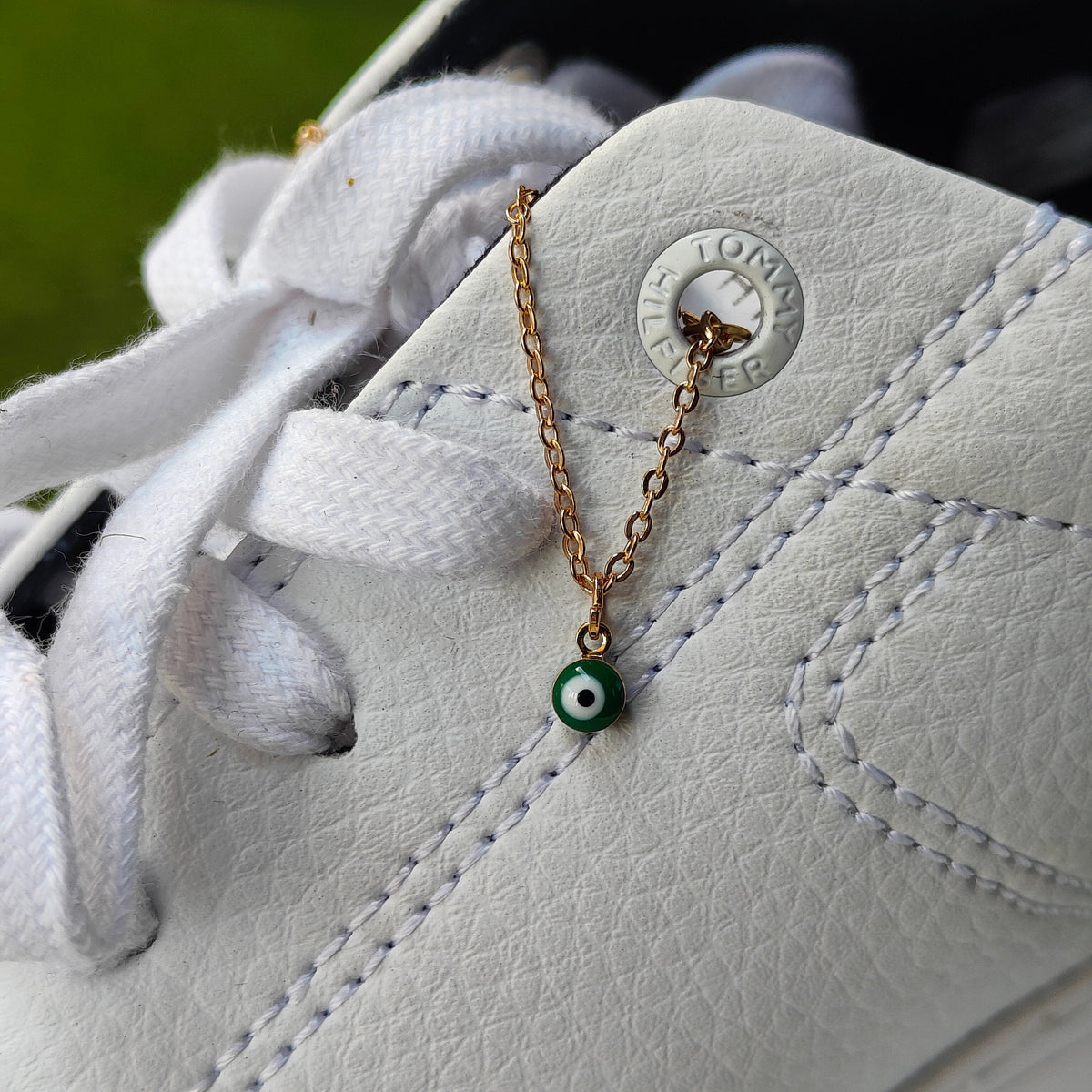 Gold Tiny Evil Eye Dangle Shoe Lace Charm Sneaker Accessories Skate Charm — Boho Jewellery UK | The Colourful Aura