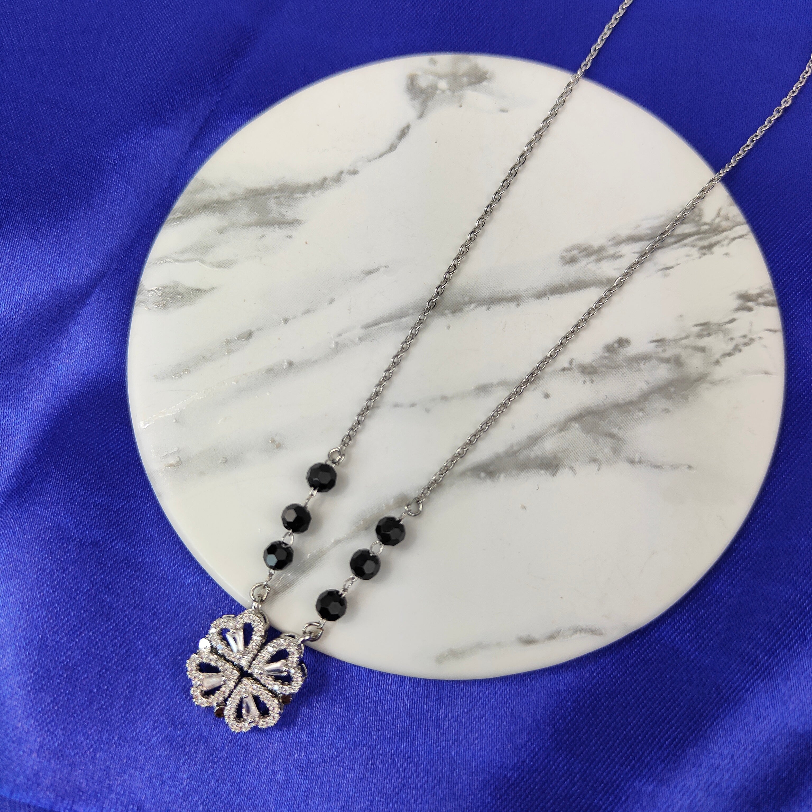 Four Heart Magnet Foldable Zircon Mangalsutra Pendant Necklace