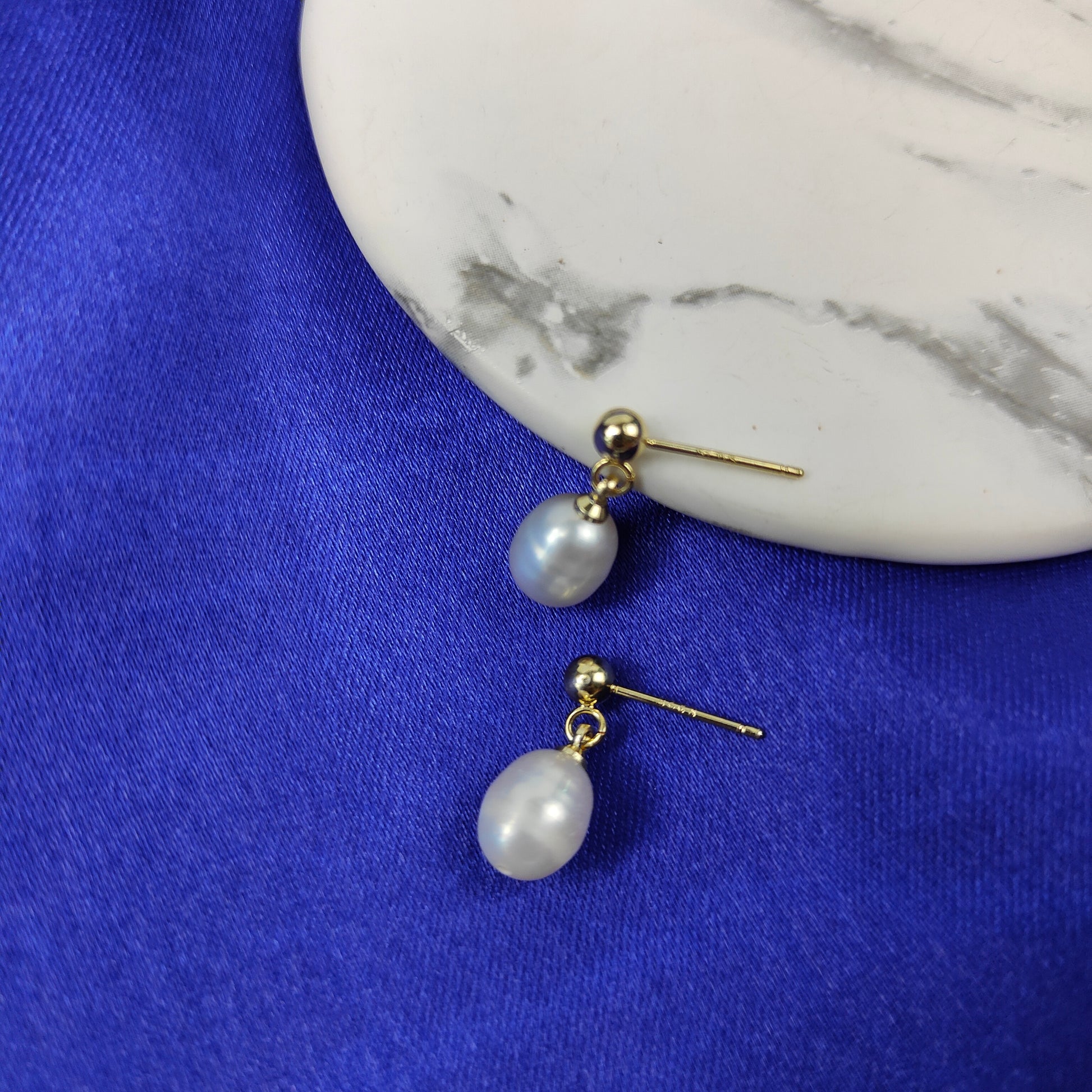 Freshwater Single White Pearl Dainty Drop Dangle Minimalist Earrings