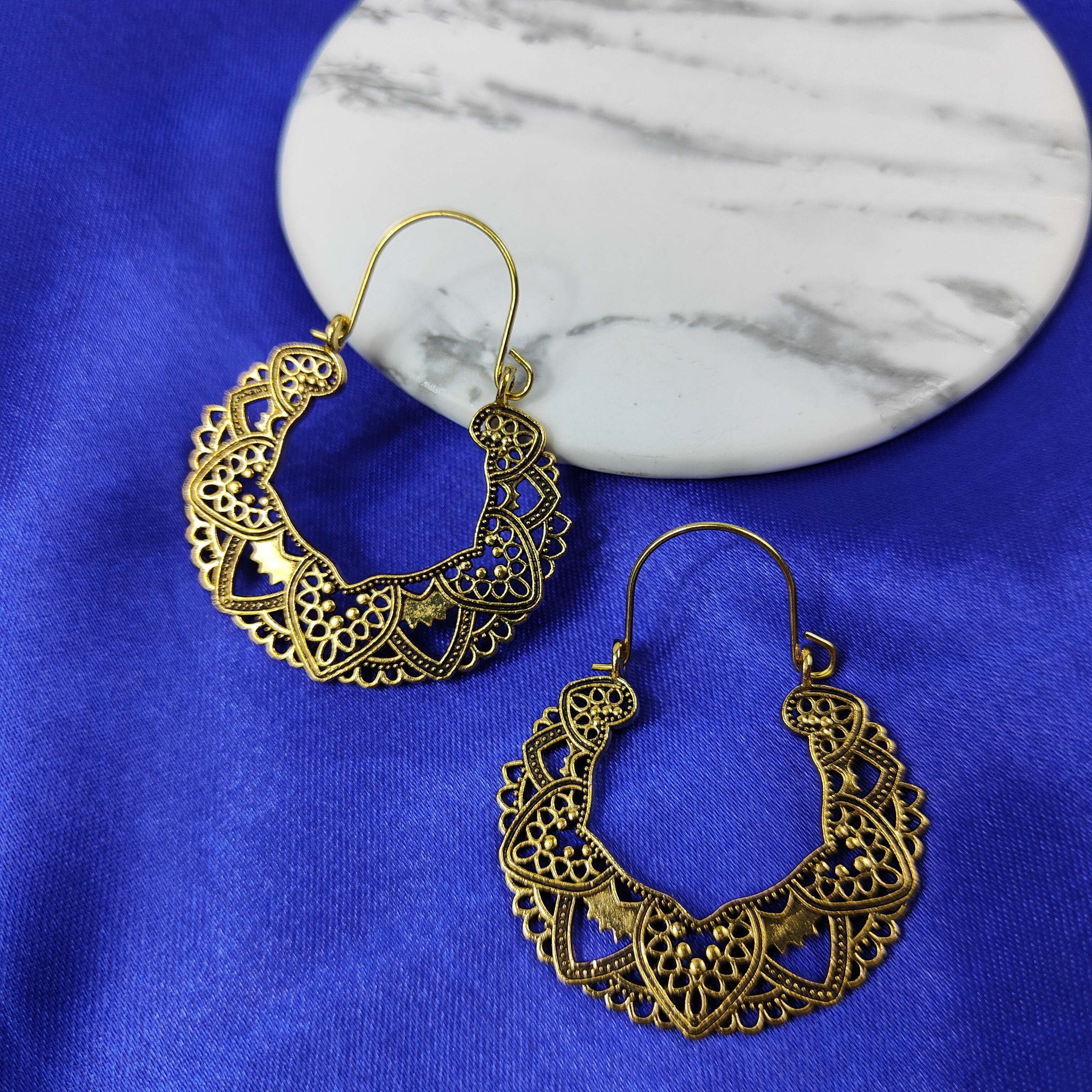 Ethnic Style Retro Hollow Carving Geometric Asian Oxidised Boho Dangle Earring