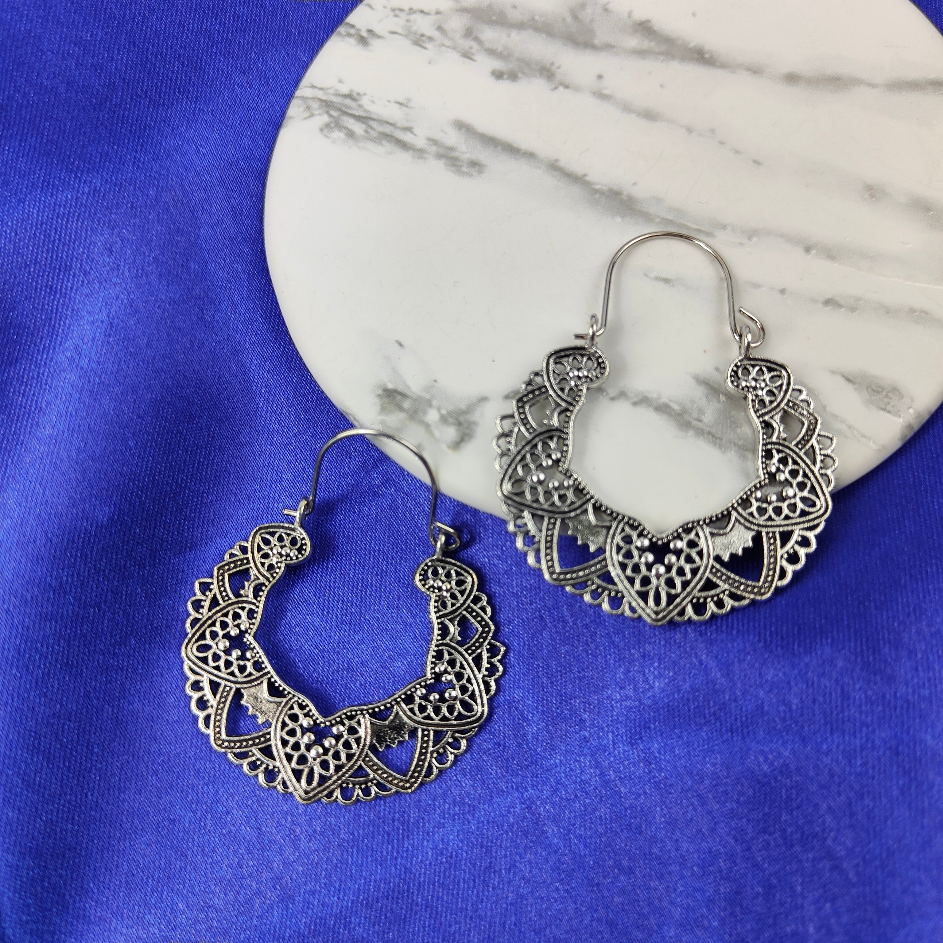 Ethnic Style Retro Hollow Carving Geometric Asian Oxidised Boho Dangle Earring