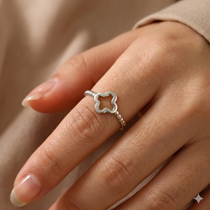 Lucky Clover Adjustable Statement Gold/Silver Ring – The Colourful Aura
