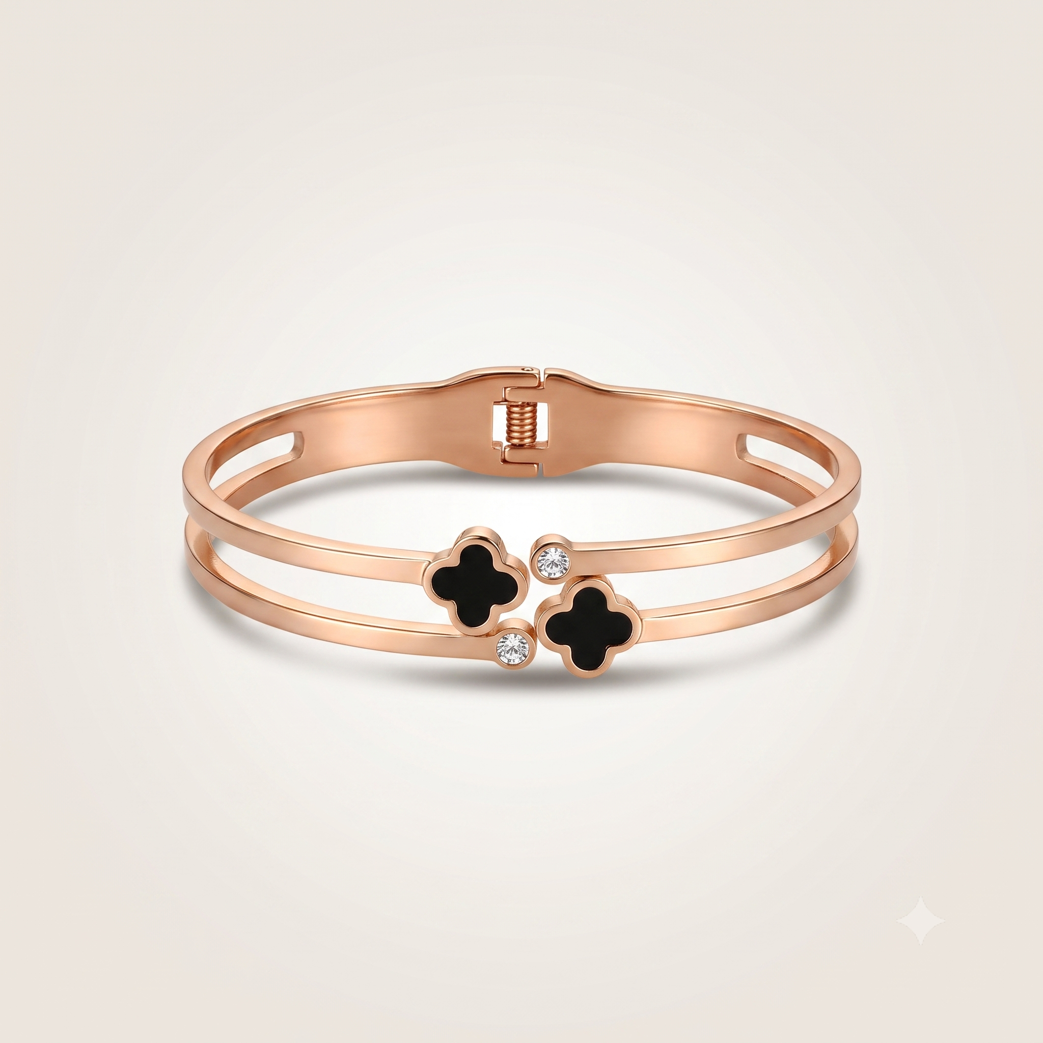 Leaf Zircon Irish Floral Shamrock Design Bangle Bracelet