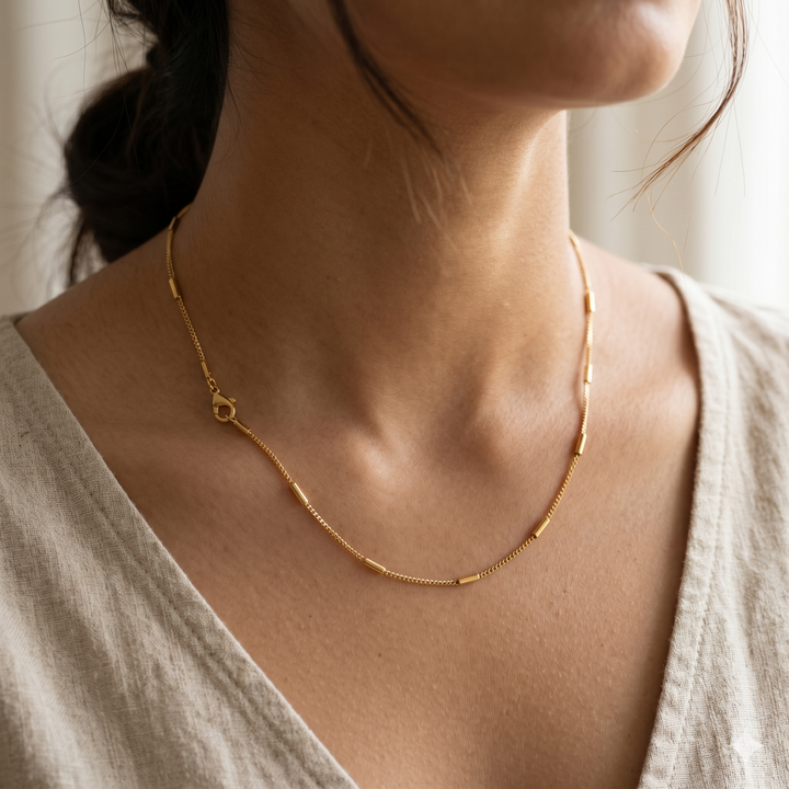Single Strand Gold Brass Necklace for Women – The Colourful Aura