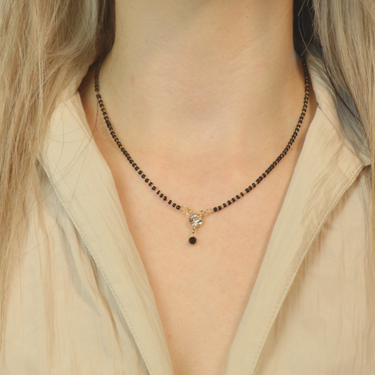 Black Beaded Indian Asian Nazar Mangalsutra Choker Necklace