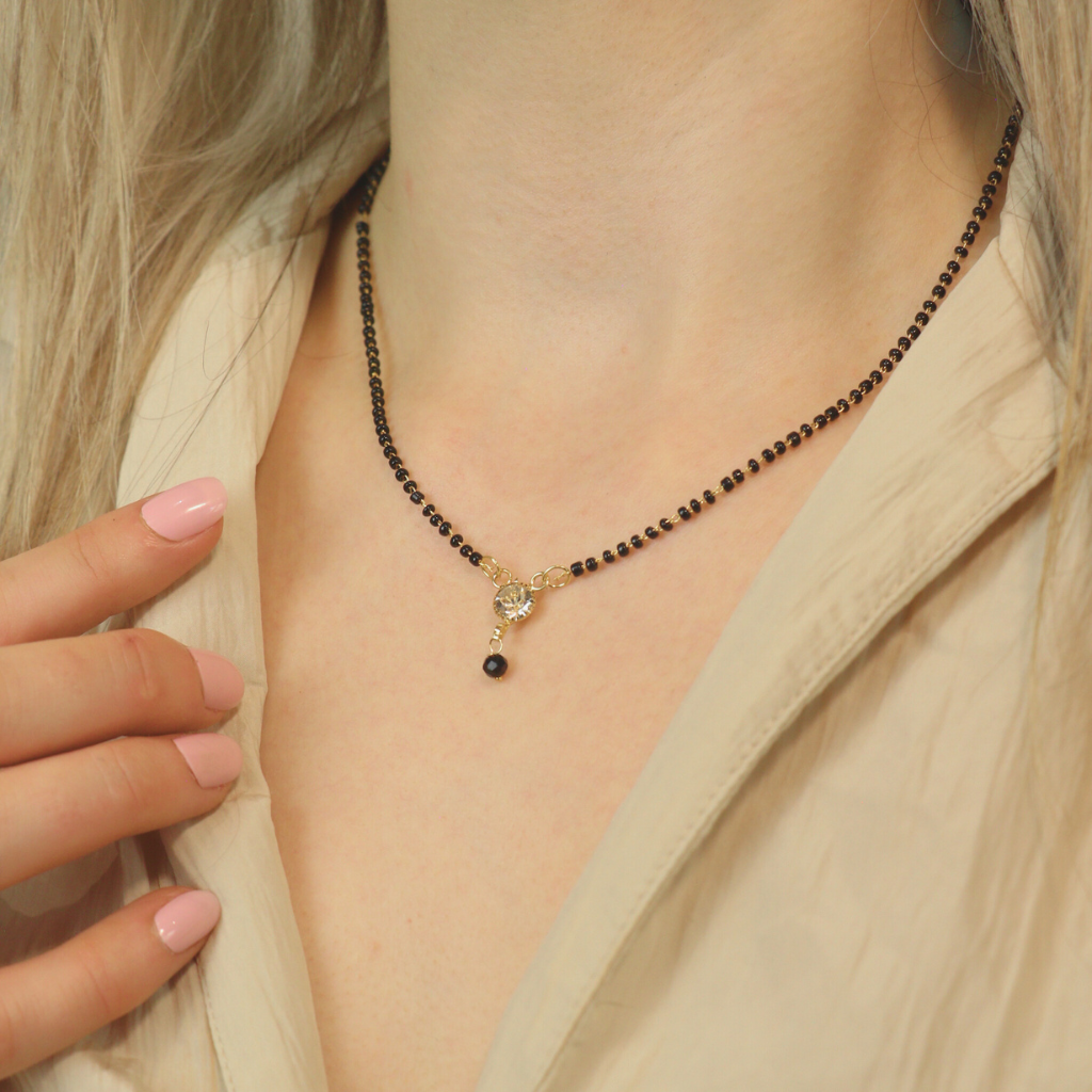 Black Beaded Indian Asian Nazar Mangalsutra Choker Necklace