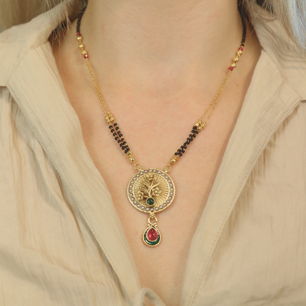 Indian Ethnic Black Beads Mangalsutra Wedding Asian Pendant Necklace — Boho Jewellery UK | The Colourful Aura