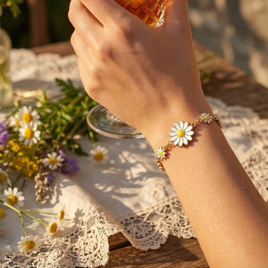Sun Flower Charms Summer Indie Boho Daisy Floral Adjustable Bracelet — front view