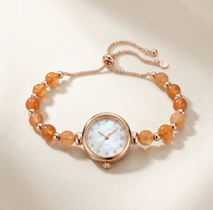 Elegant Rose Gold Beaded Dial Bracelet Watch – The Colourful Aura