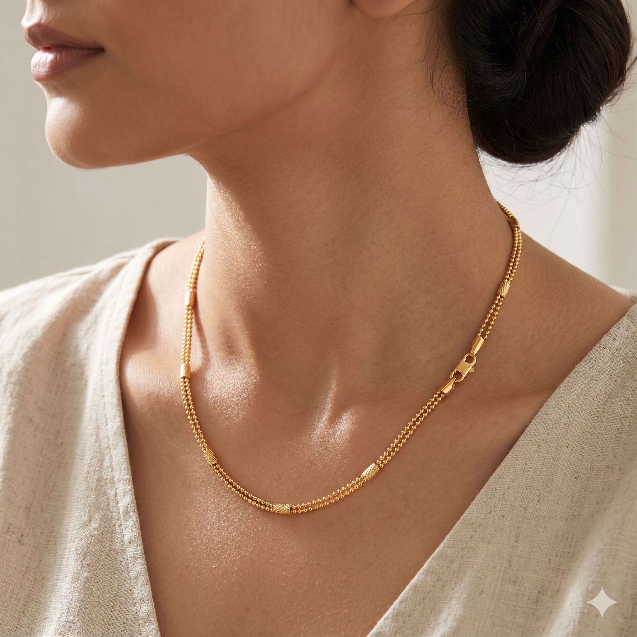 Two Strand Gold Brass Necklace for Women – The Colourful Aura