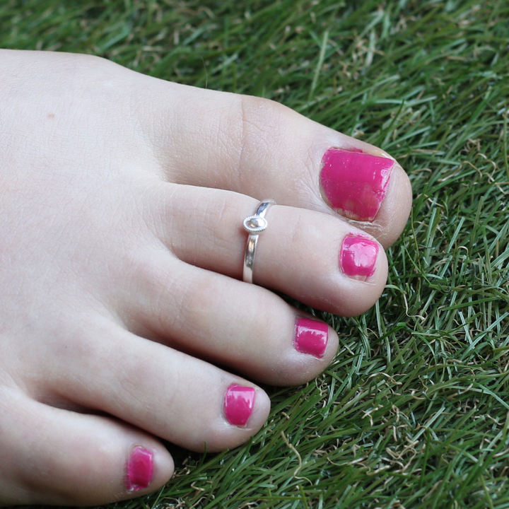 Pure Silver Adjustable Slim Silver Bohemian Bichiya Toe Ring