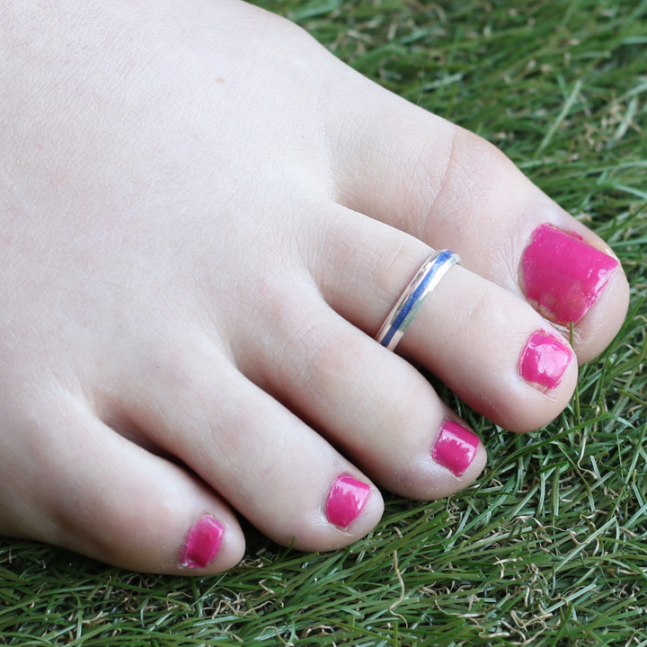 Pure Silver Blue Bohemian Indian Bichiya Slim Toe Ring