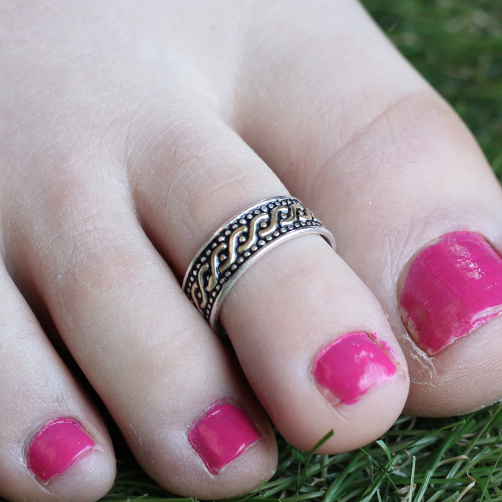 Black Bohemian Midi Beach Stacking Band Toe Ring