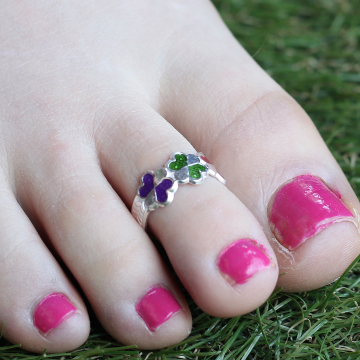 925 Silver Colourful Butterfly Bohemian Indian Bichiya Midi Toe Ring