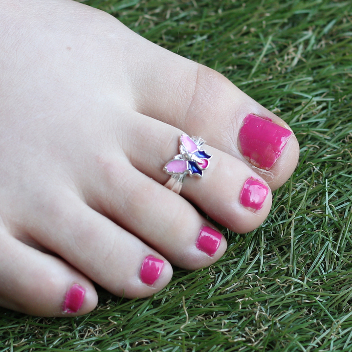 925 Silver Colourful Butterfly Bohemian Indian Bichiya Midi Toe Ring