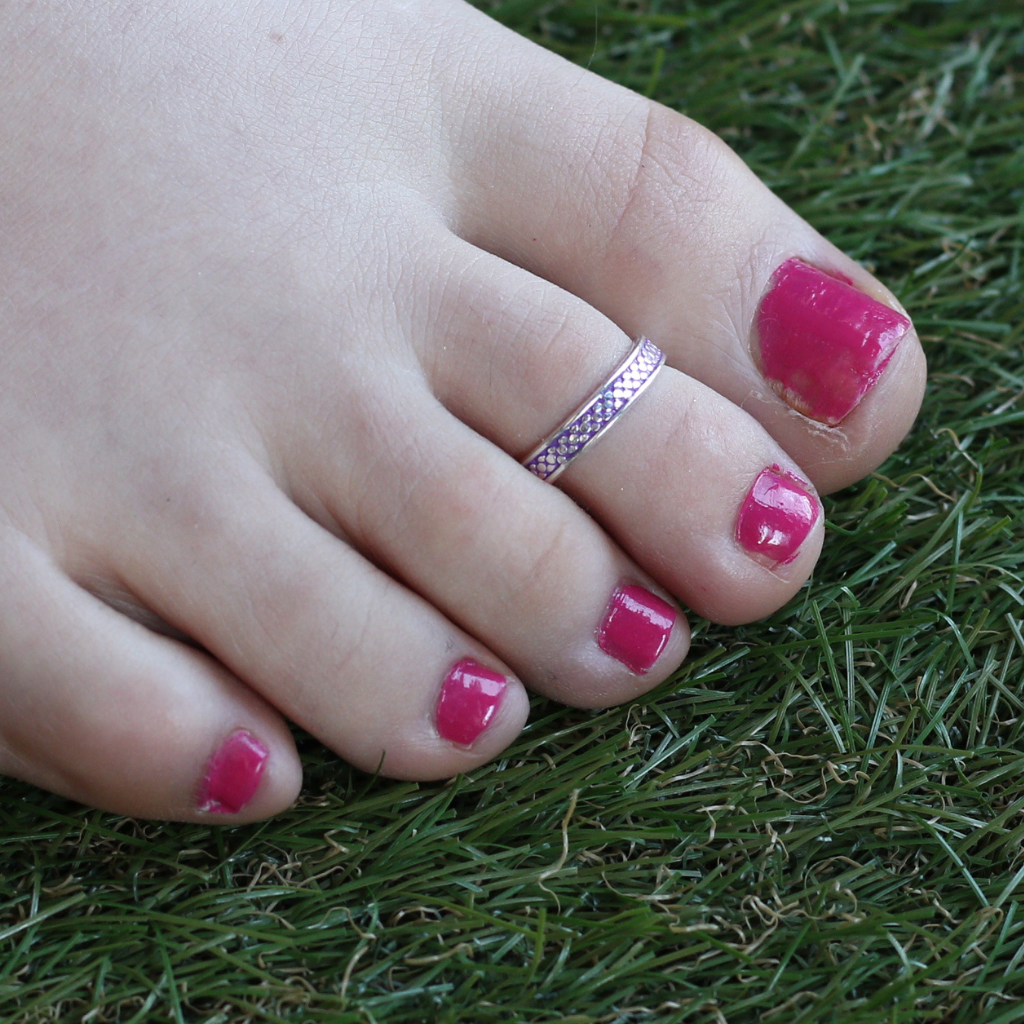 Purple Adjustable Pure Silver Bohemian Foot Toe Ring