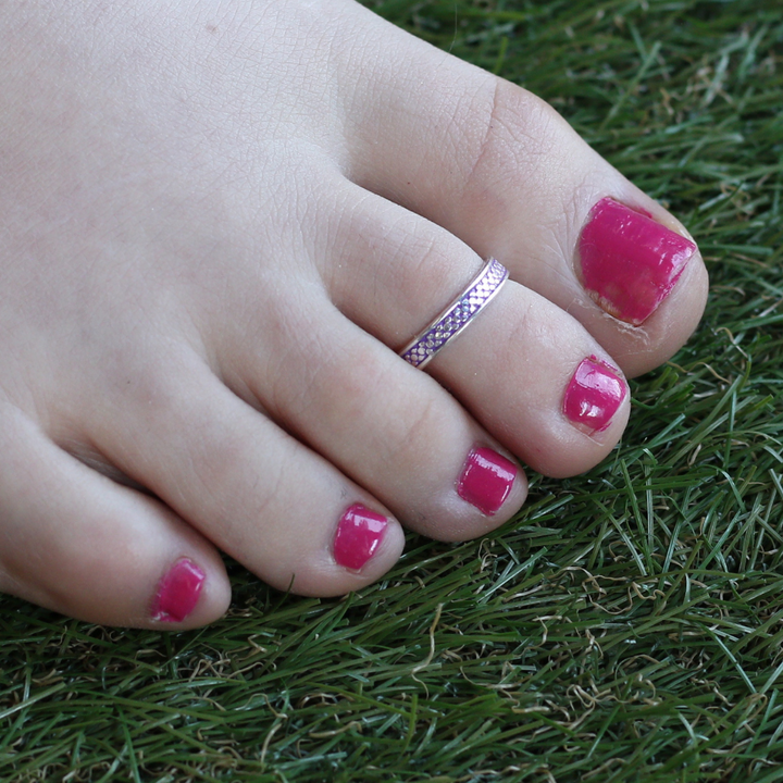 Purple Adjustable Pure Silver Bohemian Foot Toe Ring