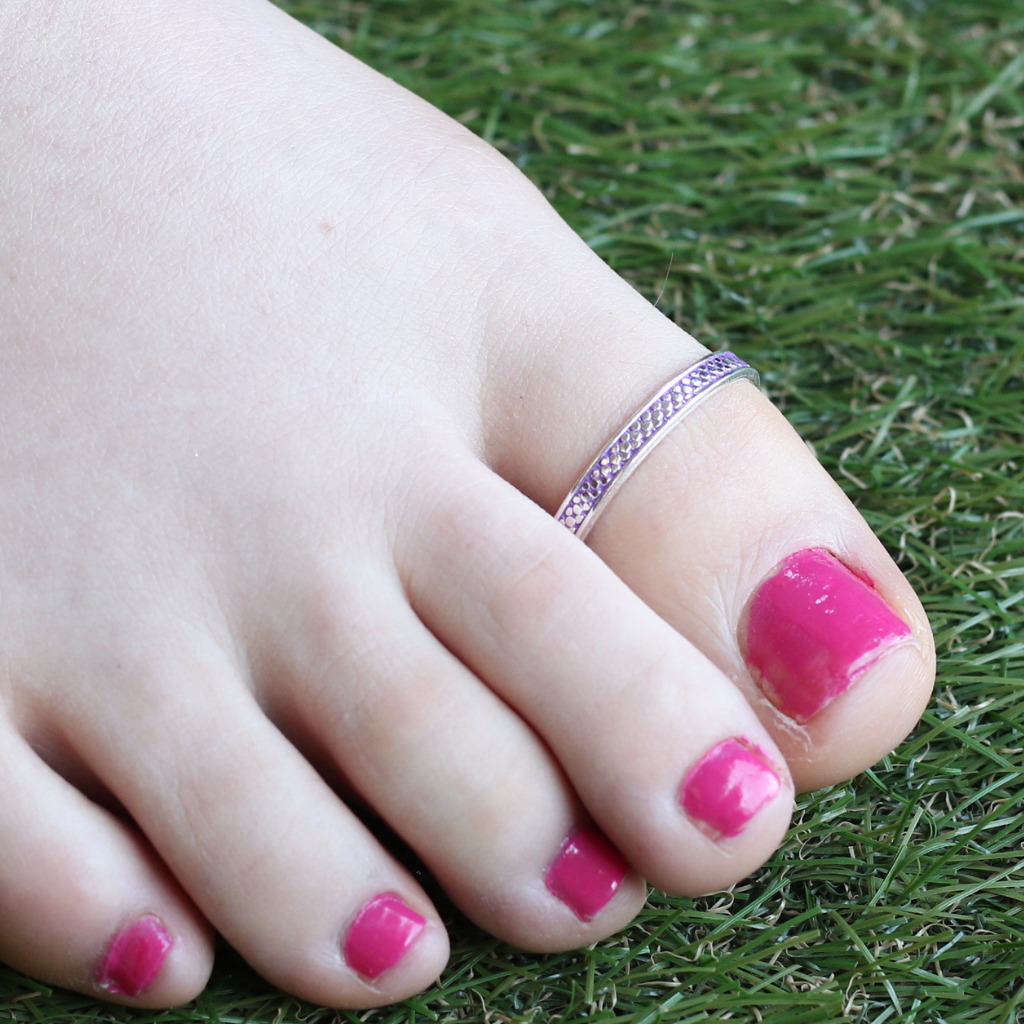 925 Silver Band Boho Slim Purple Thumb Midi Band Toe Ring