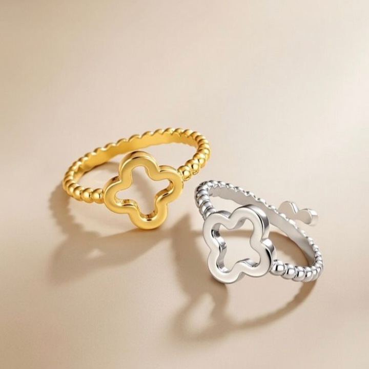 Lucky Clover Adjustable Statement Gold/Silver Ring — Boho Jewellery UK | The Colourful Aura
