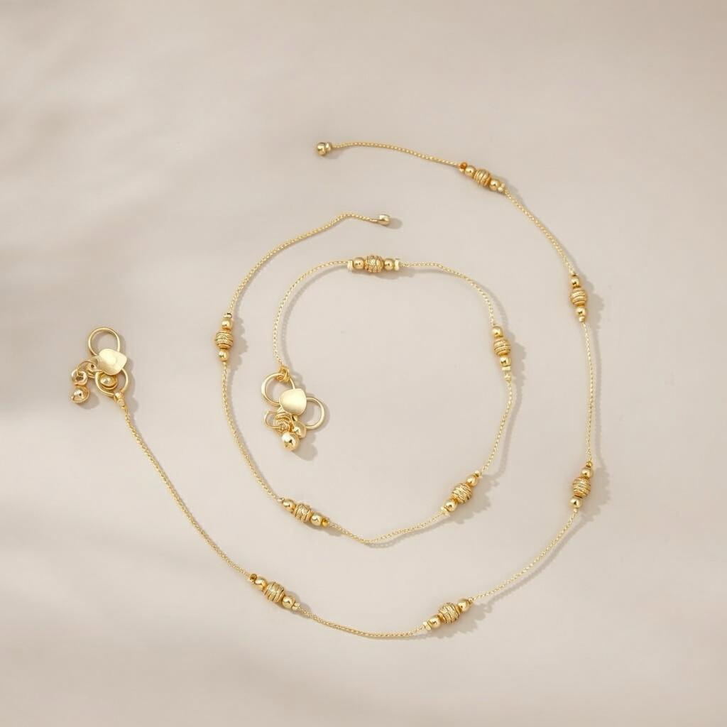 Golden Brass Thread Minimalist Boho Thin Slim Foot Payal Anklet — Boho Jewellery UK | The Colourful Aura