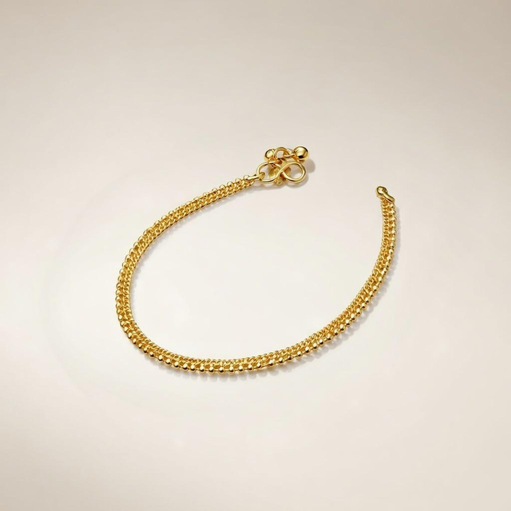 Slim Golden Brass Cuban Braided Chain Minimalist Slim Foot Payal Anklet