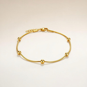 Brass Beaded Round Ball Minimalist Boho Slim Foot Payal Anklet — Boho Jewellery UK | The Colourful Aura