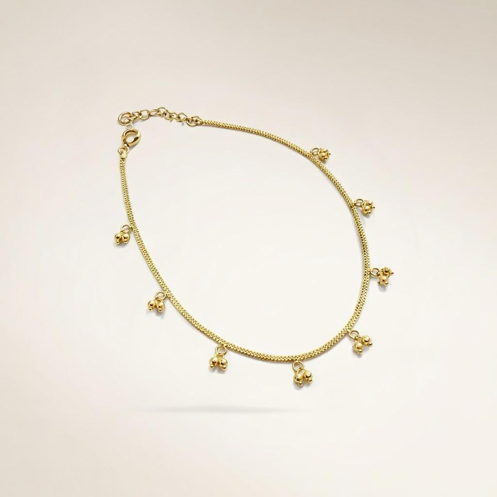Golden Brass Rounds Beads Indian Payal Anklet — Boho Jewellery UK | The Colourful Aura